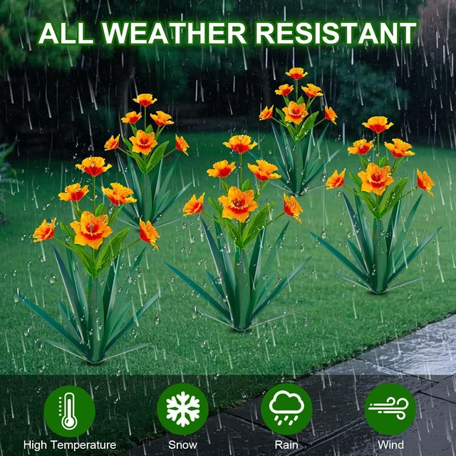 Alt view image 6 of 6 - Metal Agave Plant Outdoor Decor Mexican Yard Art Daffodil Flowers, Decorative Garden Gift (2 Big Orange Daffodil)