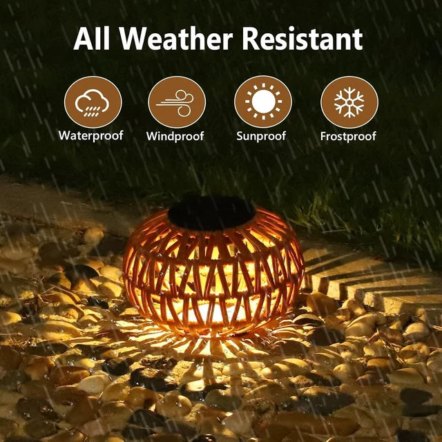 Alt view image 4 of 7 - 2 Pack Waterproof Rattan Solar Lanterns Outdoor Small Tabletop Lamp Decor, Gift for Mom & Grandma, Garden, Yard, Steps