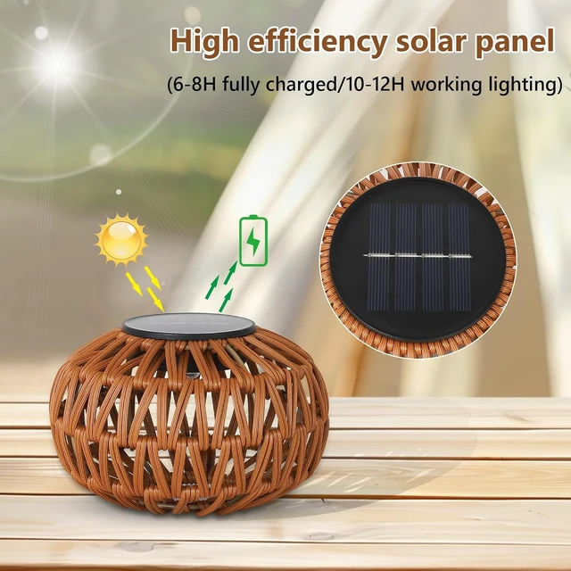 Alt view image 5 of 7 - 2 Pack Waterproof Rattan Solar Lanterns Outdoor Small Tabletop Lamp Decor, Gift for Mom & Grandma, Garden, Yard, Steps