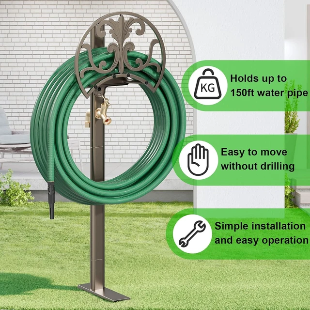 Alt view image 6 of 7 - Garden Hose Stand with Brass Faucet, Holds 150 ft 5/8-in Hose