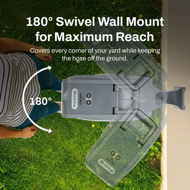 Alt view image 4 of 7 - EaseReel Battery-Powered Wall-Mounted Retractable Hose Reel Quick-Access Dual Length Control, 8 Spray Patterns, Automatic Roll-Up & Tangle-Free Guide (1/2'', 100FT/30m)