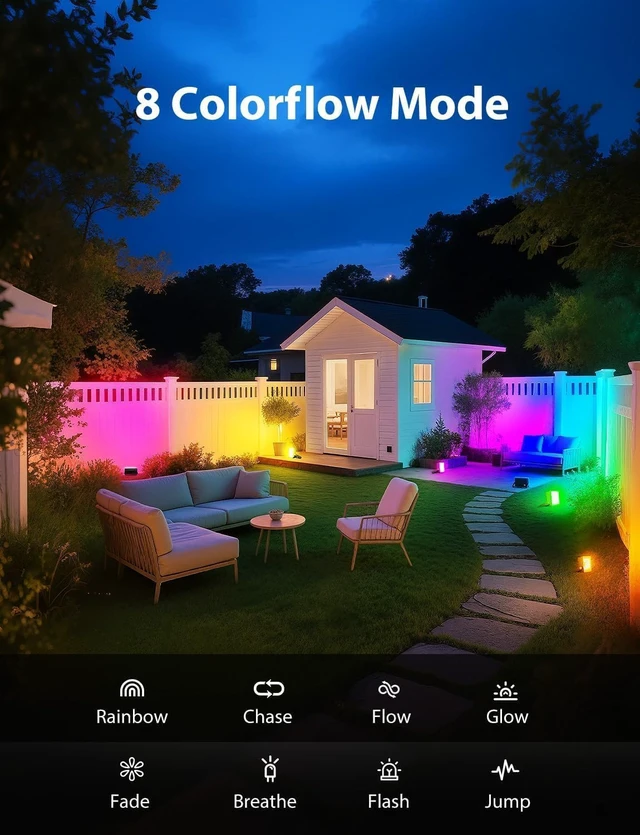 Alt view image 4 of 7 - RGBW Flood Lights Outdoor with Remote 6 Units in 1 Cord, Plug-in
