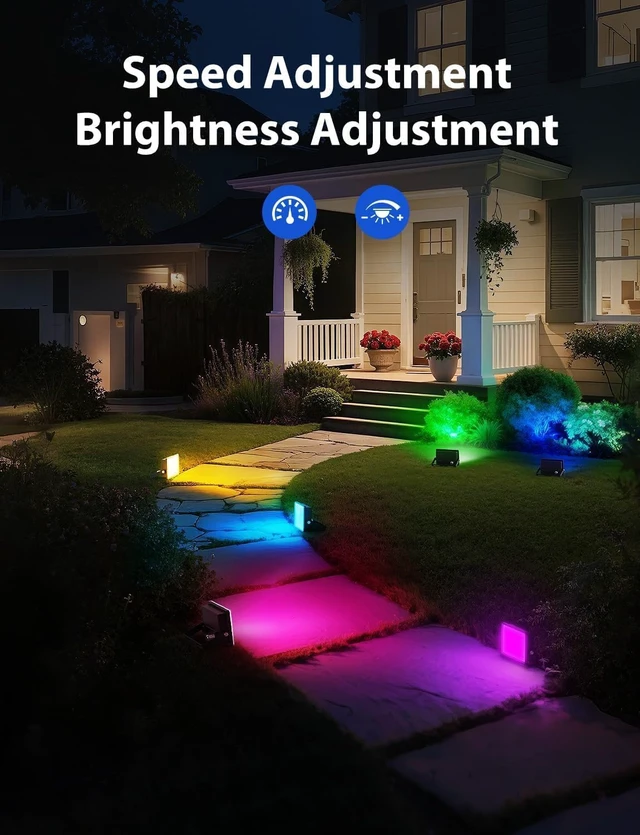 Alt view image 5 of 7 - RGBW Flood Lights Outdoor with Remote 6 Units in 1 Cord, Plug-in
