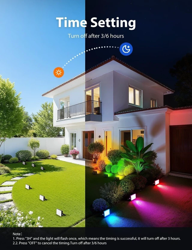 Alt view image 6 of 7 - RGBW Flood Lights Outdoor with Remote 6 Units in 1 Cord, Plug-in