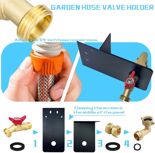 Alt view image 5 of 7 - Outdoor Hose Bibb Valve & Faucet Screen Clamping Base Garden Hose Faucet Holders for Backyard, Balcony, Lanai or Screened Window (BLACK)