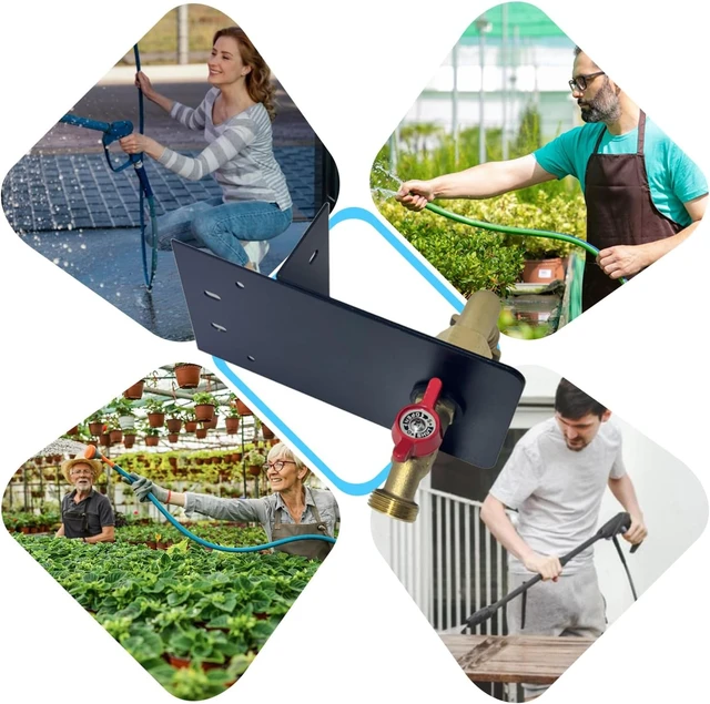 Alt view image 7 of 7 - Outdoor Hose Bibb Valve & Faucet Screen Clamping Base Garden Hose Faucet Holders for Backyard, Balcony, Lanai or Screened Window (BLACK)