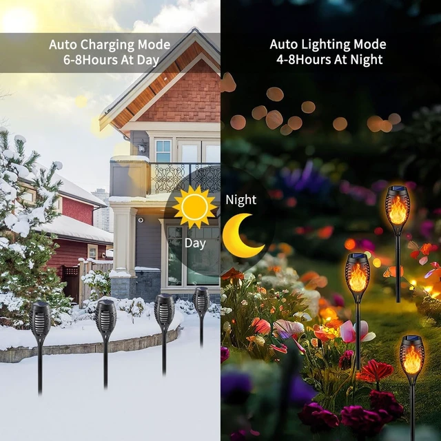 Alt view image 3 of 6 - 16 Pack Solar Torch Lights Flickering Flame Outdoor Waterproof Solar Lights