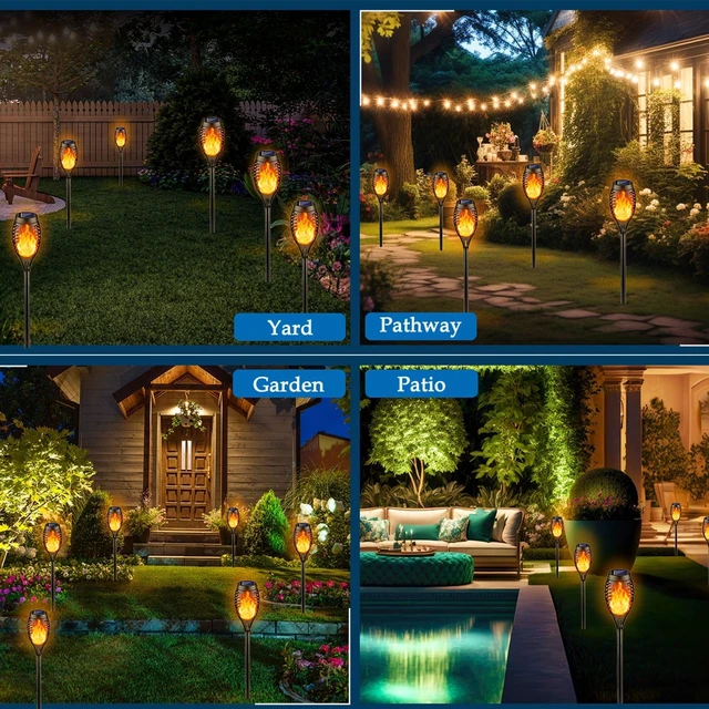 Alt view image 2 of 6 - 16 Pack Solar Torch Lights Flickering Flame Outdoor Waterproof Solar Lights
