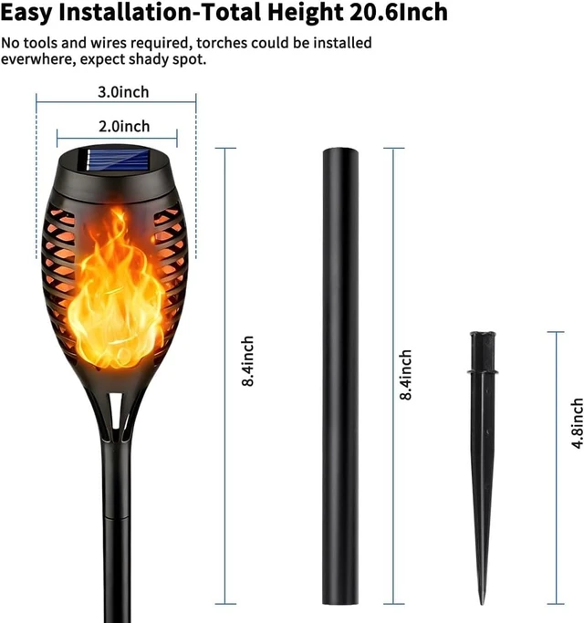 Alt view image 5 of 6 - 16 Pack Solar Torch Lights Flickering Flame Outdoor Waterproof Solar Lights