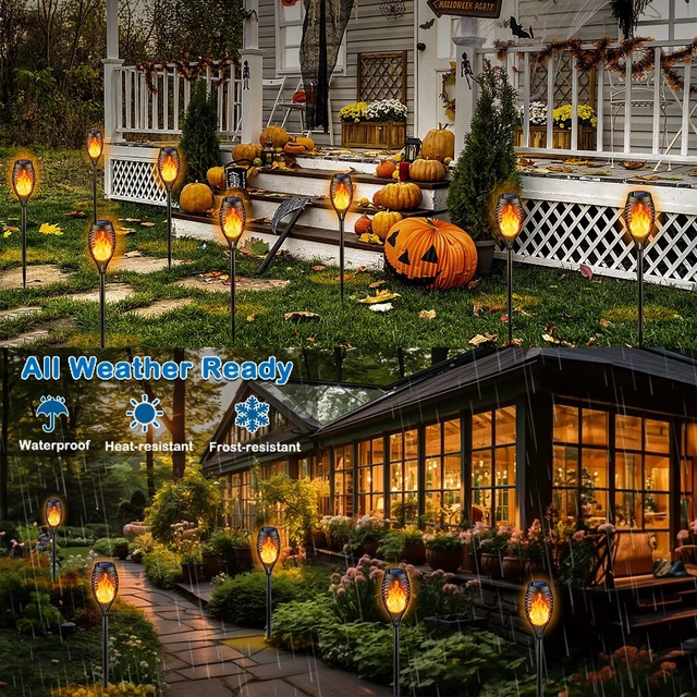 Alt view image 6 of 6 - 16 Pack Solar Torch Lights Flickering Flame Outdoor Waterproof Solar Lights