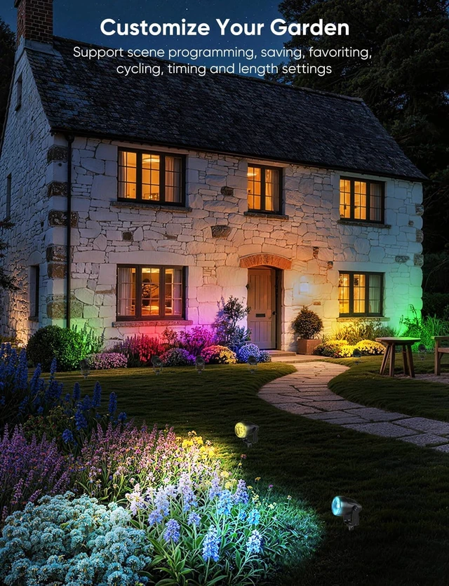 Alt view image 2 of 7 - RGBW Landscape Spotlights with APP Control, 8 Pack