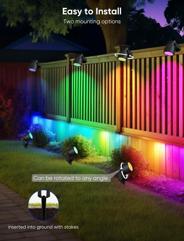 Alt view image 3 of 7 - RGBW Landscape Spotlights with APP Control, 8 Pack