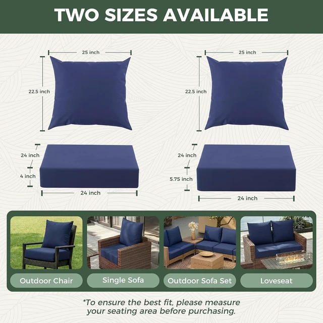 Alt view image 3 of 7 - Waterproof & Fade Resistant Outdoor Patio Chair Cushions