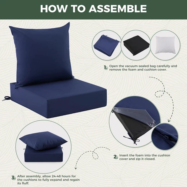 Alt view image 6 of 7 - Waterproof & Fade Resistant Outdoor Patio Chair Cushions