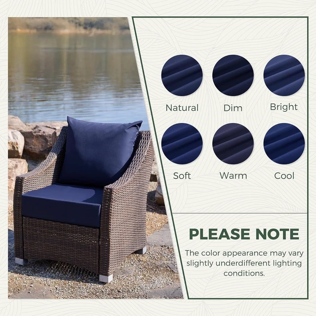 Alt view image 7 of 7 - Waterproof & Fade Resistant Outdoor Patio Chair Cushions