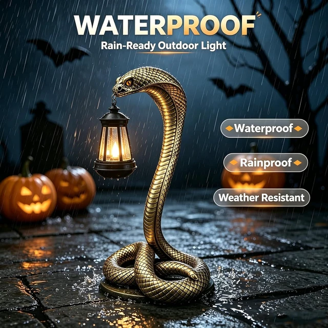 Alt view image 3 of 7 - 19.89'' Solar Snake Garden Statue Halloween Yard, Lawn & Patio Decor, Indoor Haunted House Prop & Party Decor