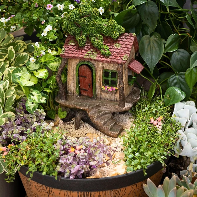 Alt view image 4 of 7 - Large Fairy Garden Treehouse Outdoor Fairy House