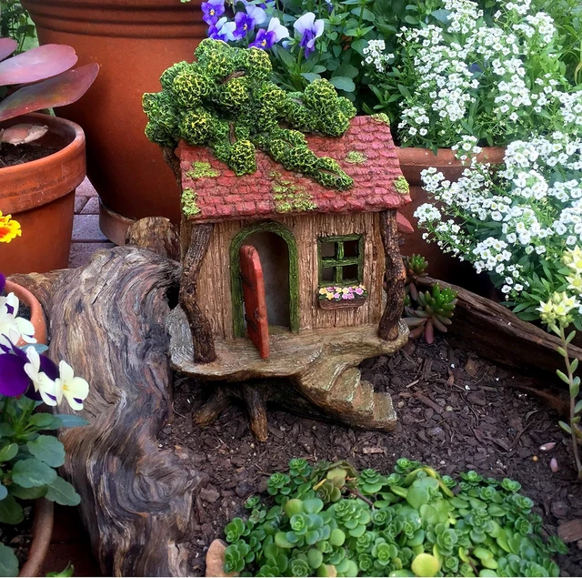 Alt view image 6 of 7 - Large Fairy Garden Treehouse Outdoor Fairy House