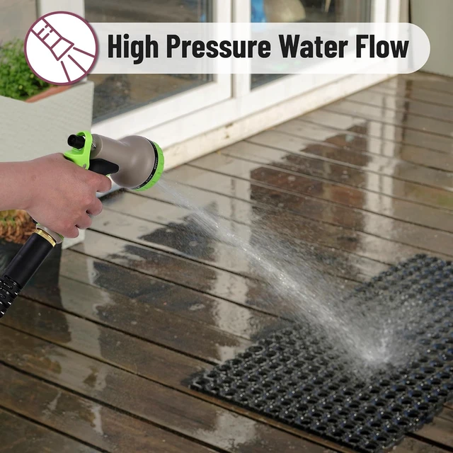Alt view image 4 of 7 - 100 Ft No-Kink Metal Garden Hose with 10-Function Spray Nozzle