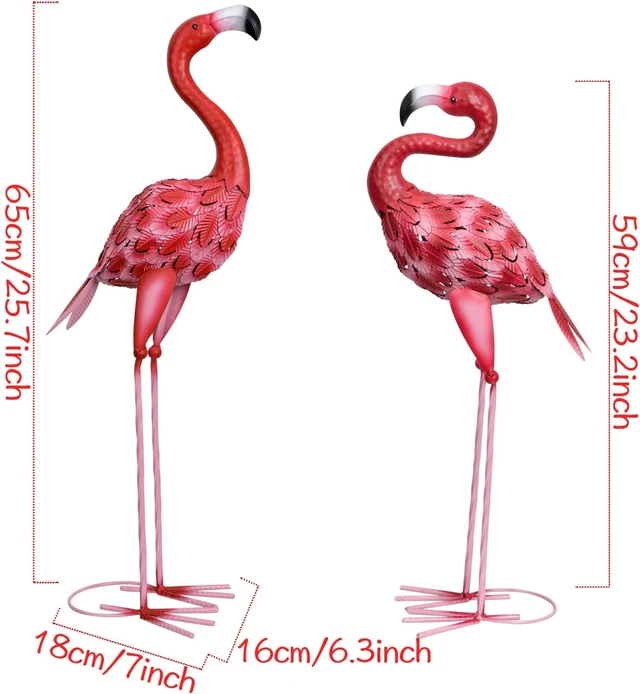 Alt view image 2 of 7 - Red Metal Flamingo Garden Statues Outdoor Yard Art Sculptures for Patio, Lawn & Backyard Décor, Set of 2