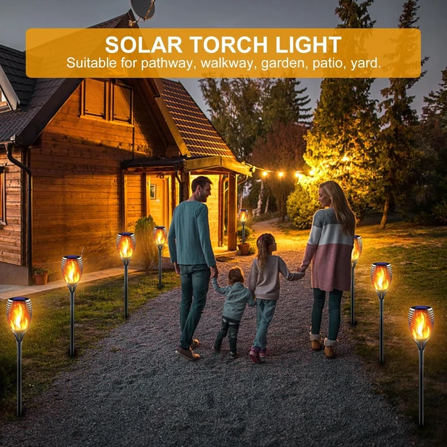 Alt view image 4 of 7 - 4 Pack Large Solar Torch Lights with Flickering Flame