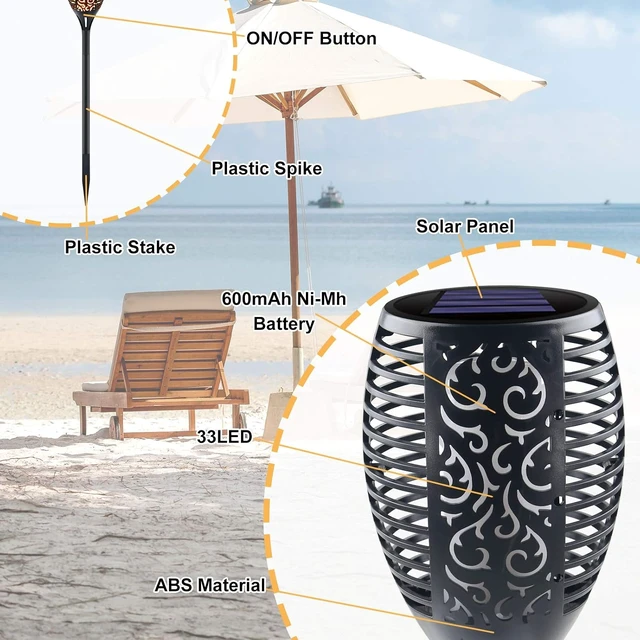 Alt view image 7 of 7 - 4 Pack Large Solar Torch Lights with Flickering Flame