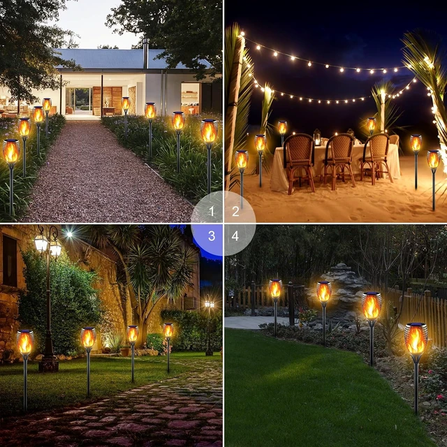Alt view image 6 of 7 - 4 Pack Large Solar Torch Lights with Flickering Flame