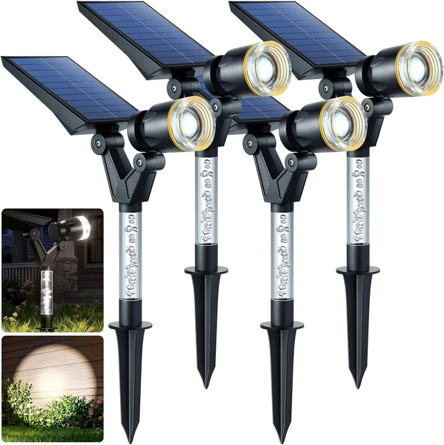 Main image of 4 Pack Waterproof Solar Spot Lights Outdoor White Lens LED