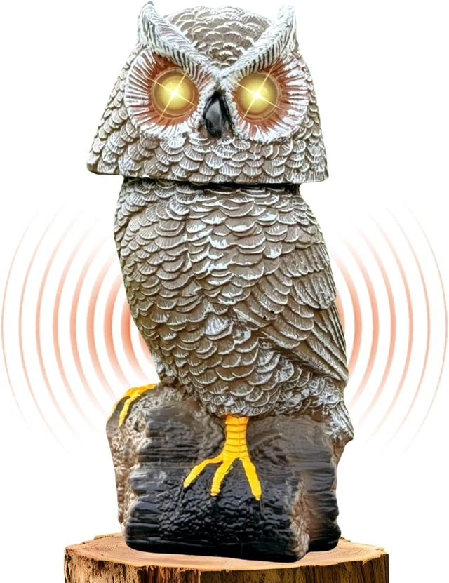Main image of Solar Powered Garden Owl Statue with Motion Detection, Rotating Head, Realistic Hoots & Silent Mode Outdoor Owl Decoration for Home, Garden, Patio & Lawn