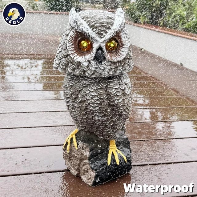 Alt view image 5 of 6 - Solar Powered Garden Owl Statue with Motion Detection, Rotating Head, Realistic Hoots & Silent Mode Outdoor Owl Decoration for Home, Garden, Patio & Lawn