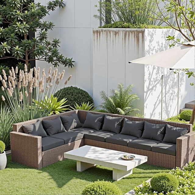 Alt view image 2 of 6 - 24 x 24 x 4 Inch Outdoor Seat Cushion Set Waterproof & Fade Resistant Patio Cushions with Removable Cover & Ties for Chairs, Sofas & Couches, Grey