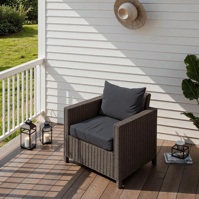 Alt view image 6 of 6 - 24 x 24 x 4 Inch Outdoor Seat Cushion Set Waterproof & Fade Resistant Patio Cushions with Removable Cover & Ties for Chairs, Sofas & Couches, Grey
