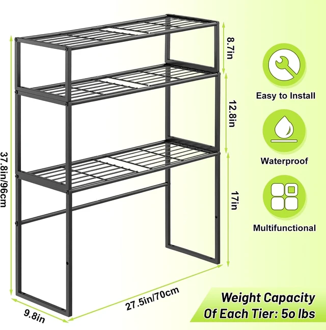 Alt view image 2 of 7 - 3 Tier Heavy Duty Metal Plant Stand Indoor/Outdoor Flower Pot Holder Rack & Display Shelving for Patio, Balcony, Garden & Living Room (Black-3 Tier)