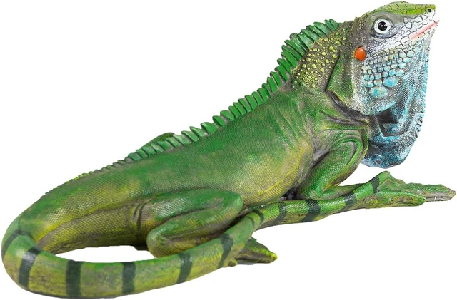 Main image of Green Resin Iguana Statue, 13.39 x 7.09 x 5.91 Inches Outdoor Tropical Lizard Garden Sculpture & Yard Art