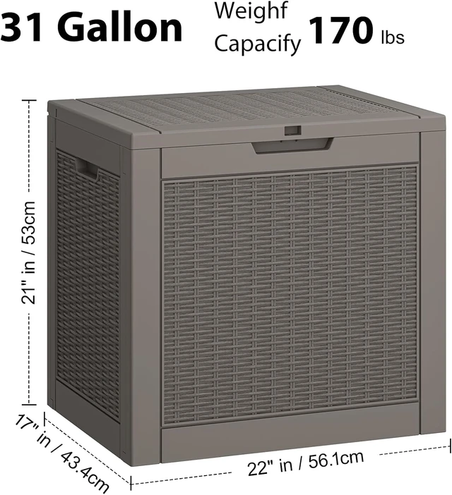 Alt view image 2 of 7 - 31 Gallon Waterproof Outdoor Storage Box Lockable Deck Box & Storage Bench for Package Delivery, Garden Tools, Patio Cushions & Pool Accessories