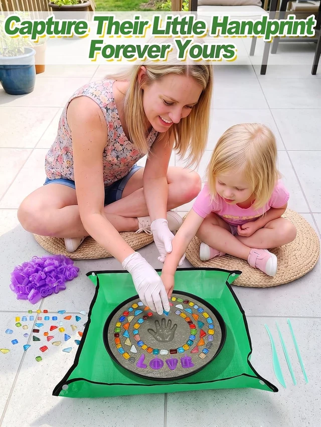 Alt view image 3 of 7 - 10 In Round Stepping Stone Garden Kit DIY Craft for Kids & Family Gifts