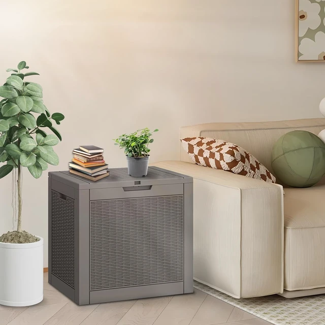 Alt view image 6 of 7 - 31 Gallon Waterproof Outdoor Storage Box Lockable Deck Box & Storage Bench for Package Delivery, Garden Tools, Patio Cushions & Pool Accessories