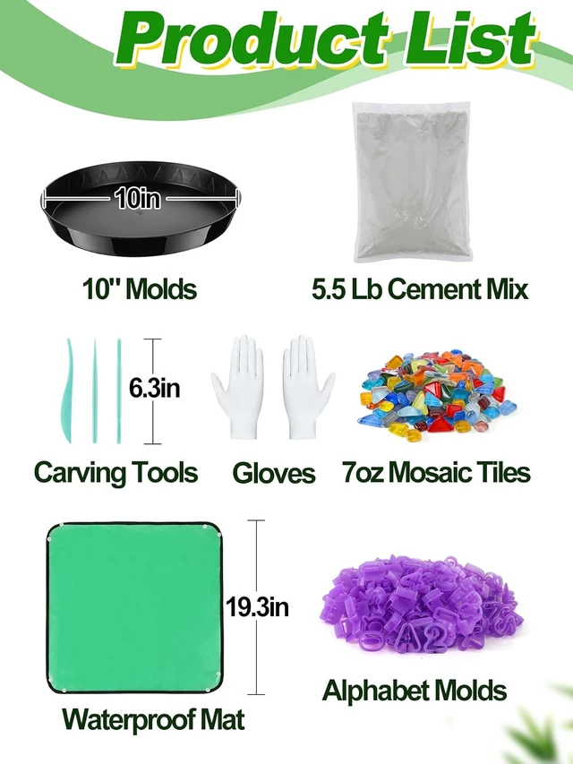Alt view image 4 of 7 - 10 In Round Stepping Stone Garden Kit DIY Craft for Kids & Family Gifts
