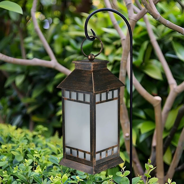 Alt view image 2 of 7 - 18" Bronze Waterproof Solar Lanterns Outdoor Flickering Flame