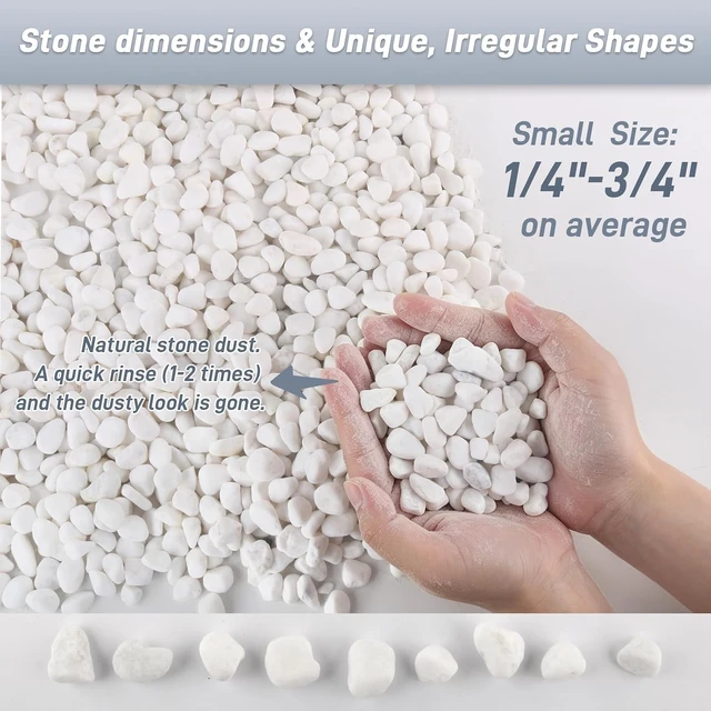 Alt view image 3 of 7 - 45 Lb Natural White River Rocks, 1/4"-3/4" Decorative Pebbles & Aquarium Gravel for Indoor Plants, Landscaping, Terrariums, Fish Tanks & Outdoor Decor