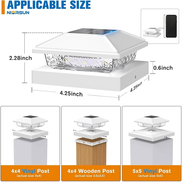 Alt view image 4 of 6 - 20 Pack White Solar Post Cap Lights Cool White 4x4 Post Solar Light