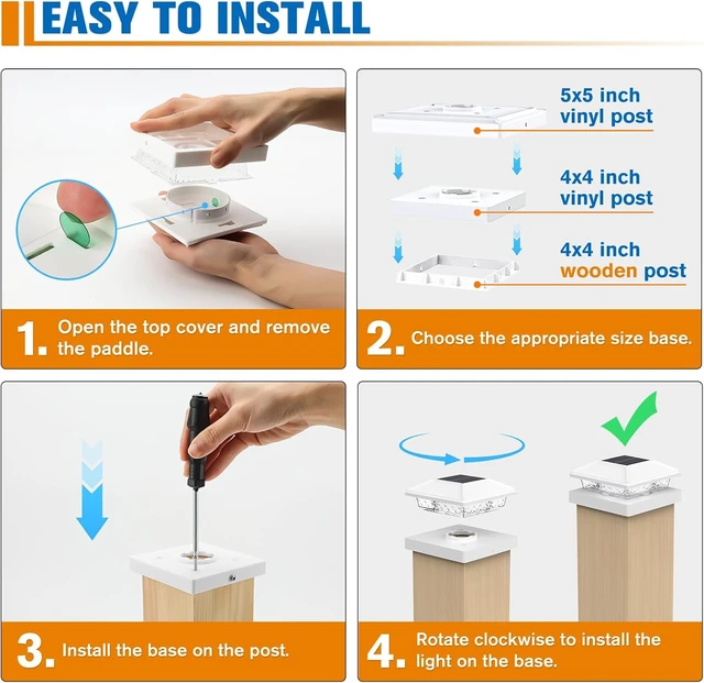 Alt view image 5 of 6 - 20 Pack White Solar Post Cap Lights Cool White 4x4 Post Solar Light