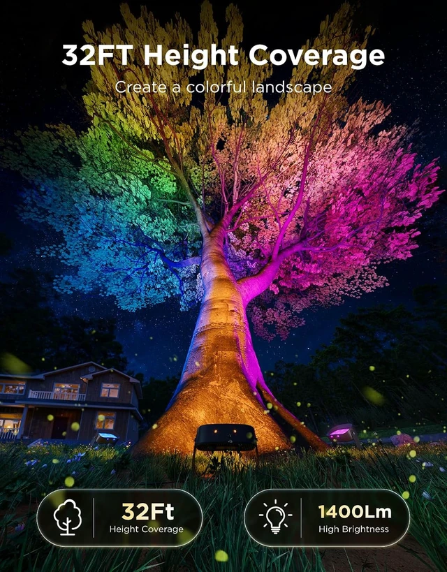 Alt view image 2 of 7 - RGBWIC LED Outdoor Tree Lights 3 Pack Landscape Lighting