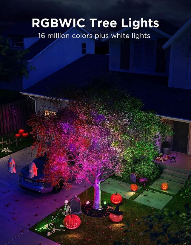Alt view image 3 of 7 - RGBWIC LED Outdoor Tree Lights 3 Pack Landscape Lighting
