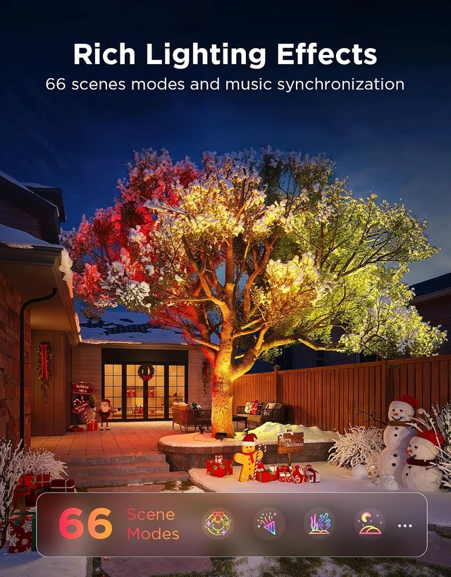 Alt view image 7 of 7 - RGBWIC LED Outdoor Tree Lights 3 Pack Landscape Lighting