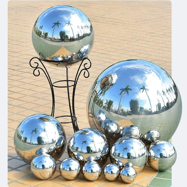 Alt view image 5 of 7 - 25 cm/10 Inch Silver Stainless Steel Gazing Globe Polished Reflective Mirror Ball Garden Sphere, Colorful Shiny Addition to Any Garden or Home