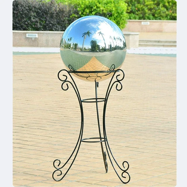 Alt view image 6 of 7 - 25 cm/10 Inch Silver Stainless Steel Gazing Globe Polished Reflective Mirror Ball Garden Sphere, Colorful Shiny Addition to Any Garden or Home