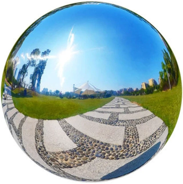 Alt view image 7 of 7 - 25 cm/10 Inch Silver Stainless Steel Gazing Globe Polished Reflective Mirror Ball Garden Sphere, Colorful Shiny Addition to Any Garden or Home