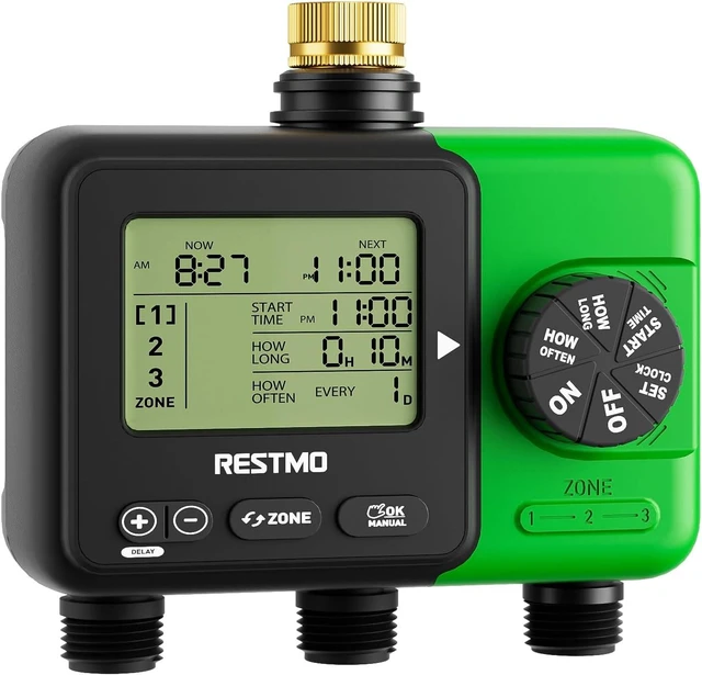 Main image of Garden Hose 3-Zone Sprinkler Timer with Brass Inlet