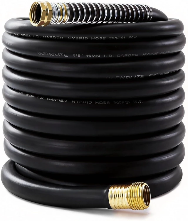 Main image of 50 Ft 5/8" Black Rubber Garden Hose Hot/Cold Rated -40 to 190